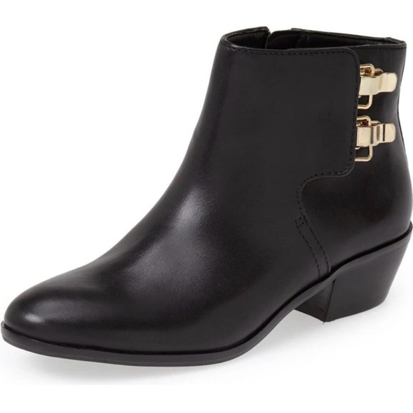 Shoes - Sam Edelman Black leather Peter ankle 
With Gold Buckle Accents 10